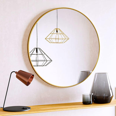 Modern Round Wall Mirror with Metal Frame – Minimalist Design for Bathroom, Living Room or Entryway