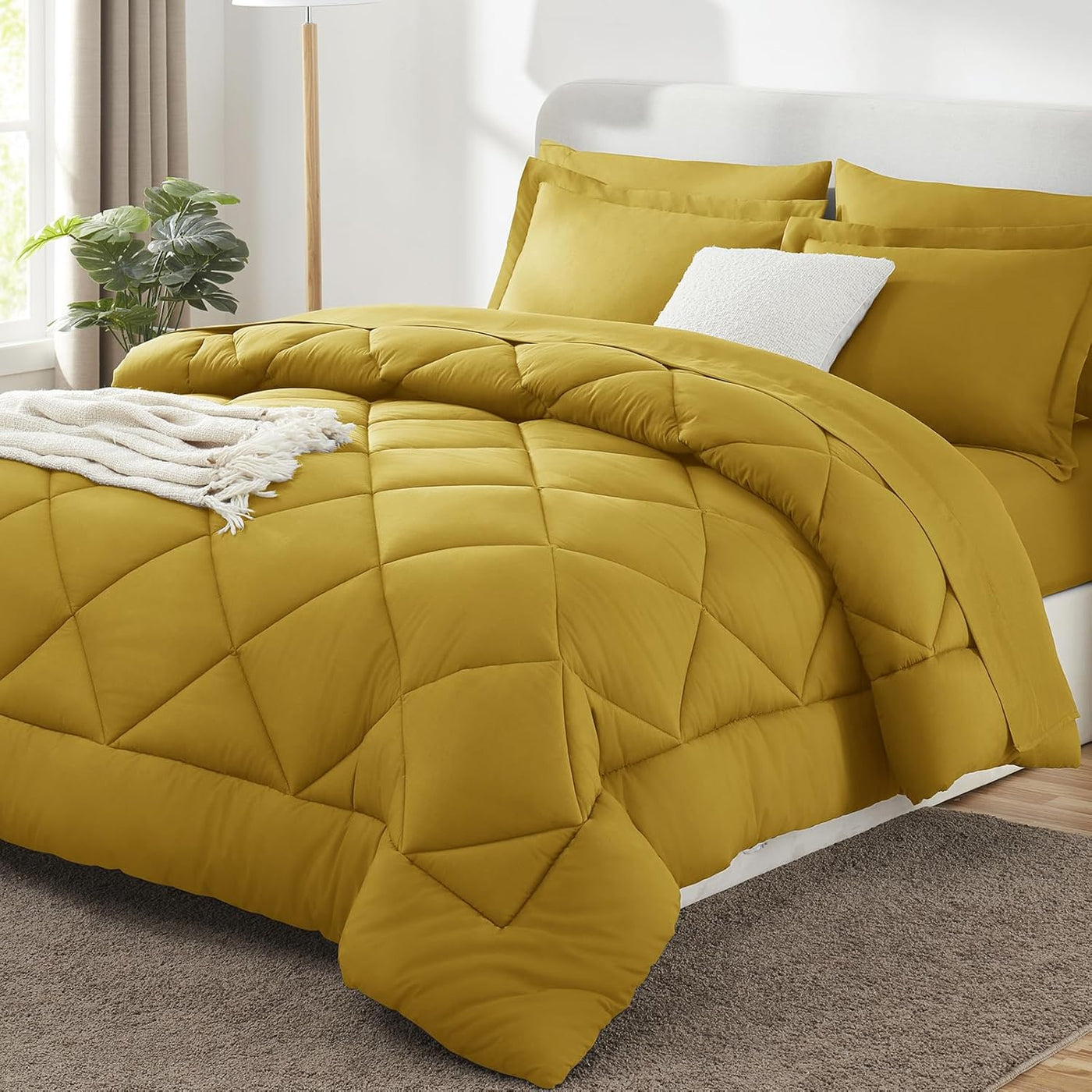King Size Comforter Set – 7 Piece Dark Grey