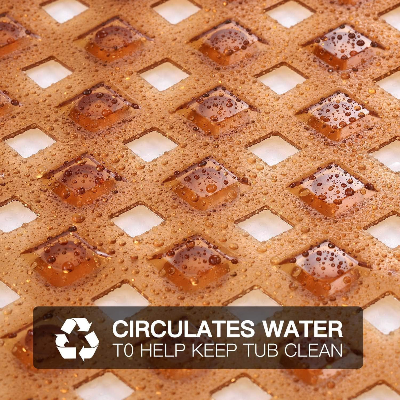 Brown Bath and Shower Safety Mat with Suction Cups(35X15.5 Inch) Non-Slip and Phthalate Latex Free, Machine Washable XL Size Bathroom Mats