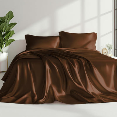Queen Satin Sheet Set – 4 Pc Pink Silky Bedding