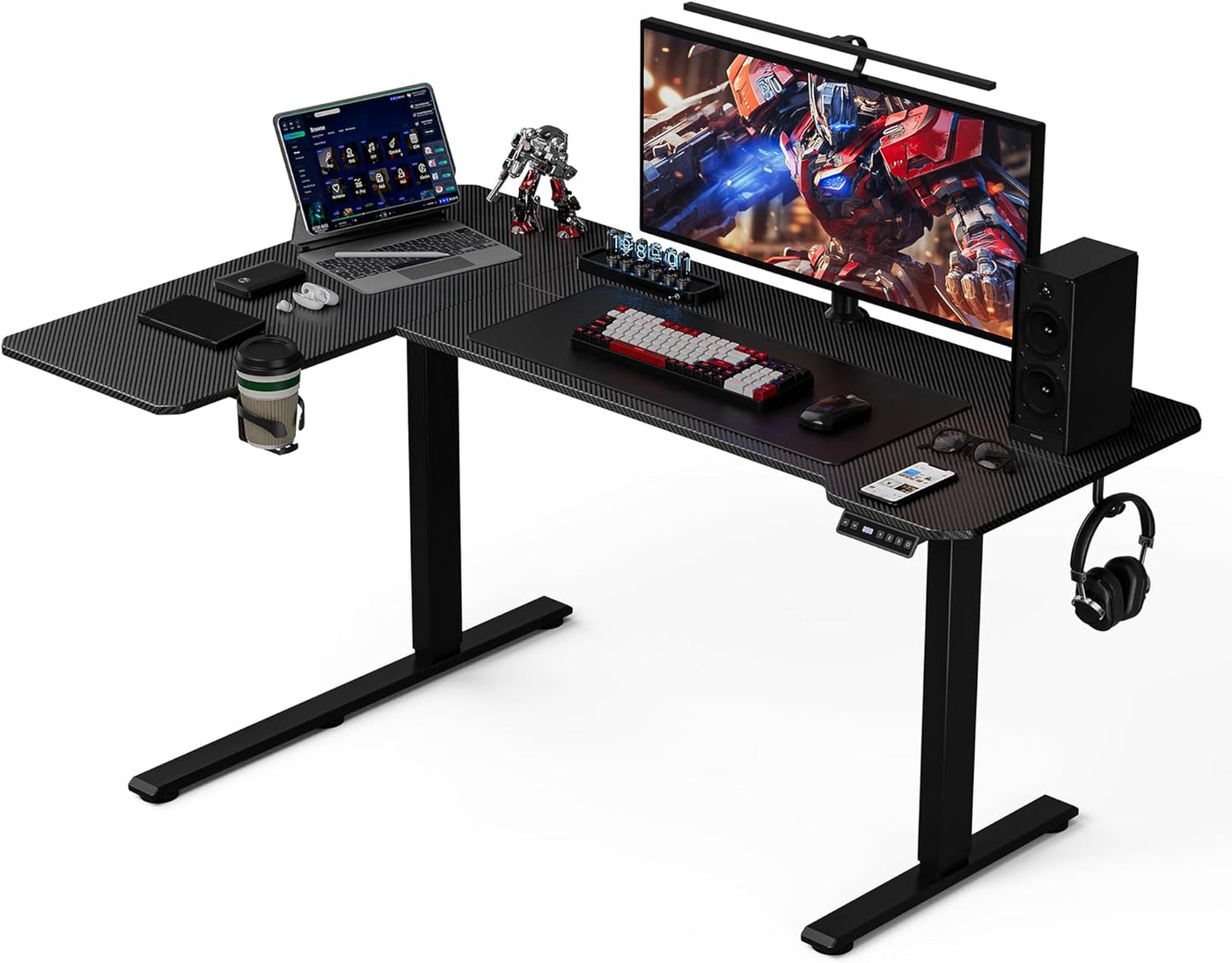 59" L-Shaped Standing Desk – Adjustable Electric Desk