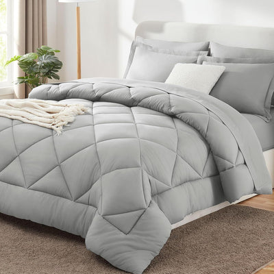 King Size Comforter Set – 7 Piece Dark Grey