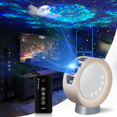 LED Sky Projector Light, Galaxy Lighting, Nebula Star Night Lamp with Base and Remote Control for Gaming Room, Home Theater, Bedroom , or Mood Ambiance (Gold)