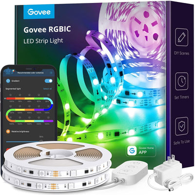 RGBIC LED Strip Lights 65.6ft – App Control, Music Sync, Segmented Colors (2 x 32.8ft)