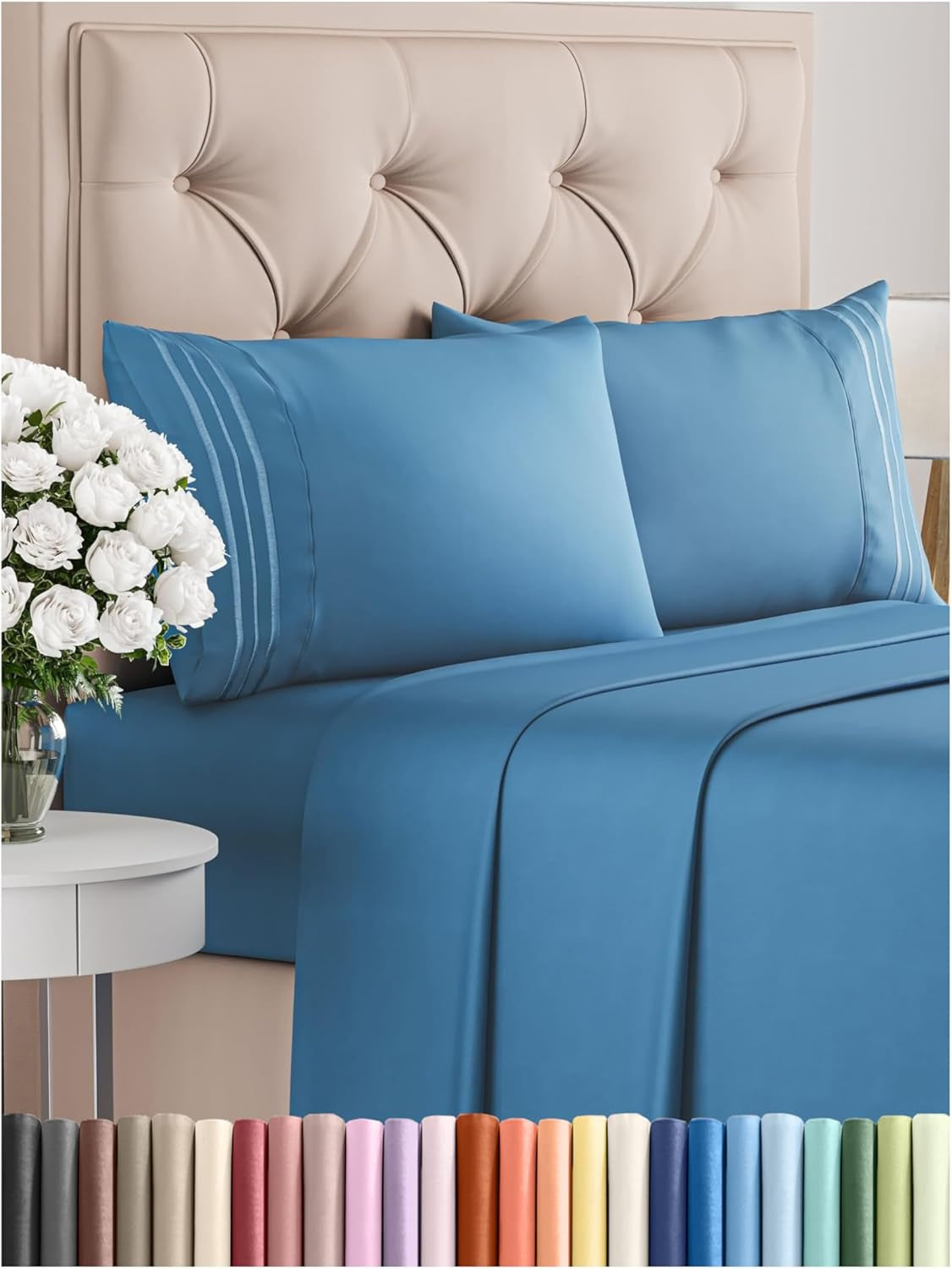 Queen 4-Pc White Sheet Set – Soft, Cooling, Luxury