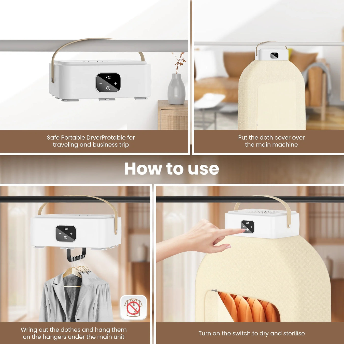 Portable Clothes Dryer, Foldable Electric Mini Drying Machine with Dry Bag and Remote Control