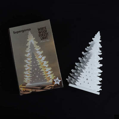 Wooden Christmas Tree Tabletop Decor, LED Wood Craft Christmas Trees Light 2AA Battery Powered 10 Inch for Xmas Home Decorations(Indoor)