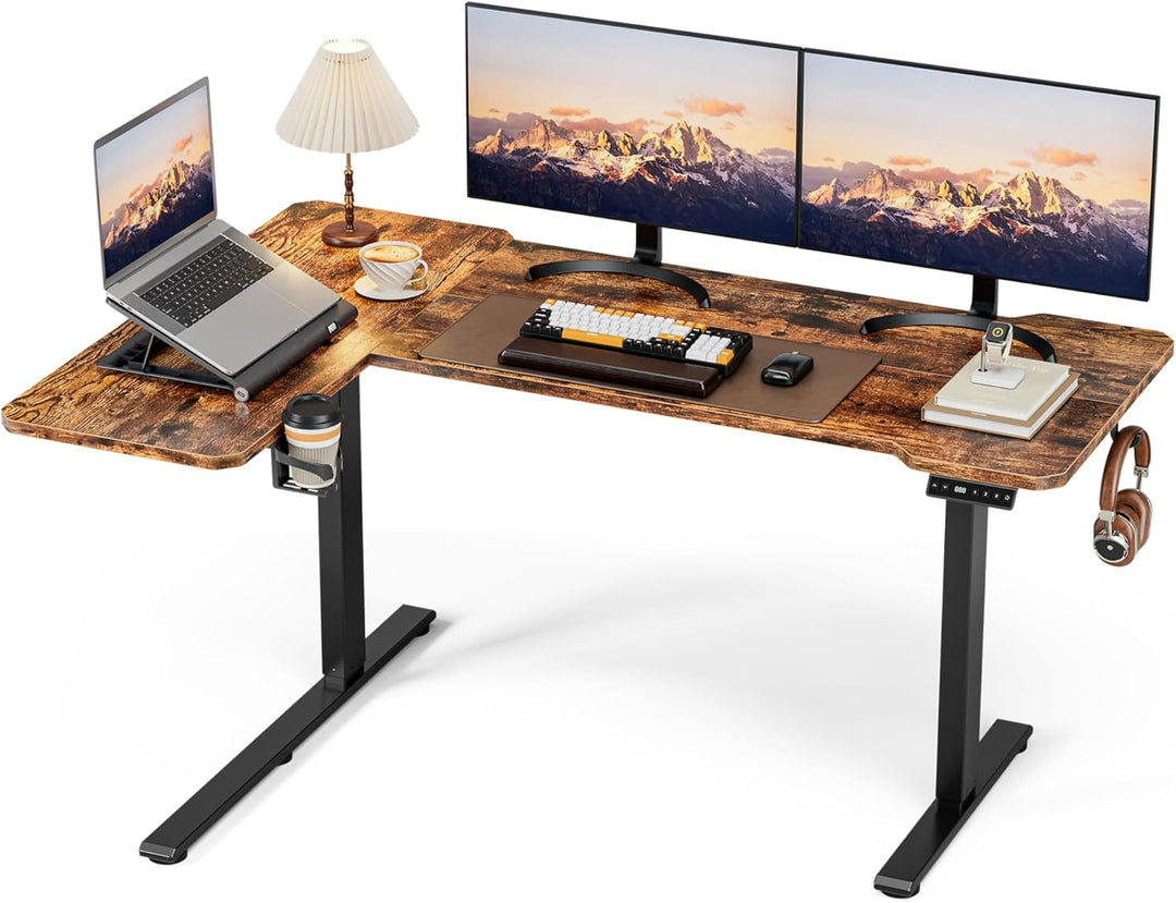 59" L-Shaped Standing Desk – Adjustable Electric Desk