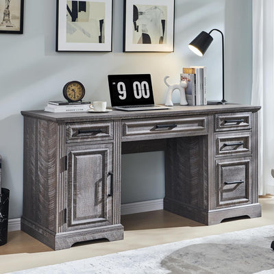 Off-White 58" Executive Desk – Farmhouse Office