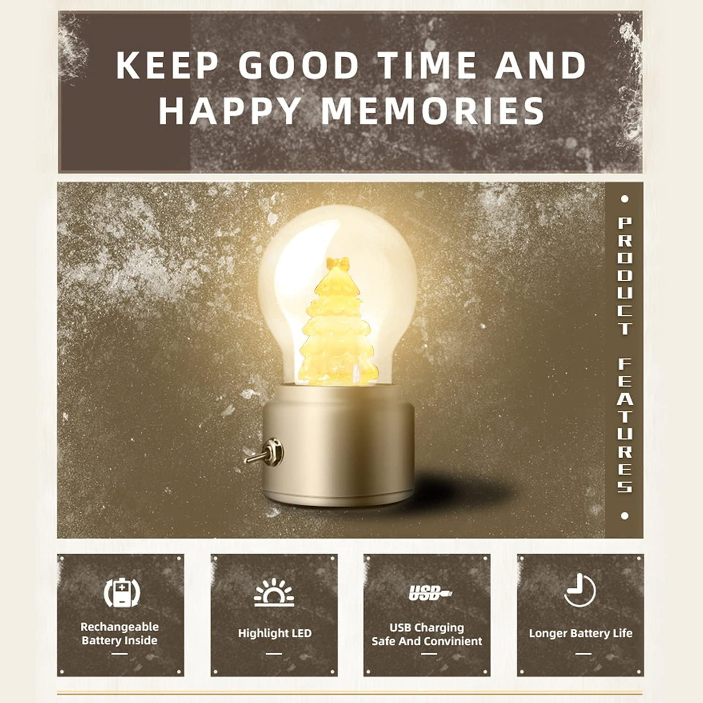 Christmas Tree Table Lamp Retro Bulb Lamp LED Glass Table Bedside Lamps Best Gift for Kids