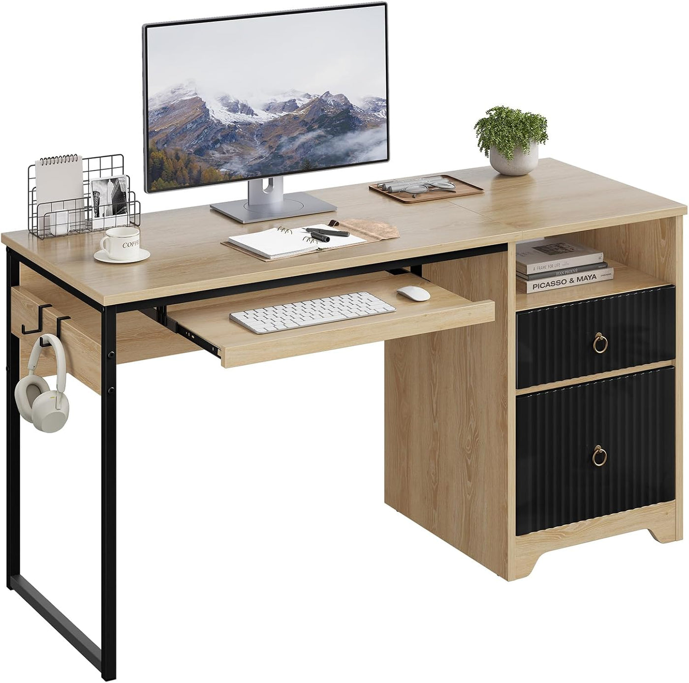 Gray 48" Computer Desk – Office Desk w/ Storage