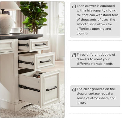 Off-White 58" Executive Desk – Farmhouse Office