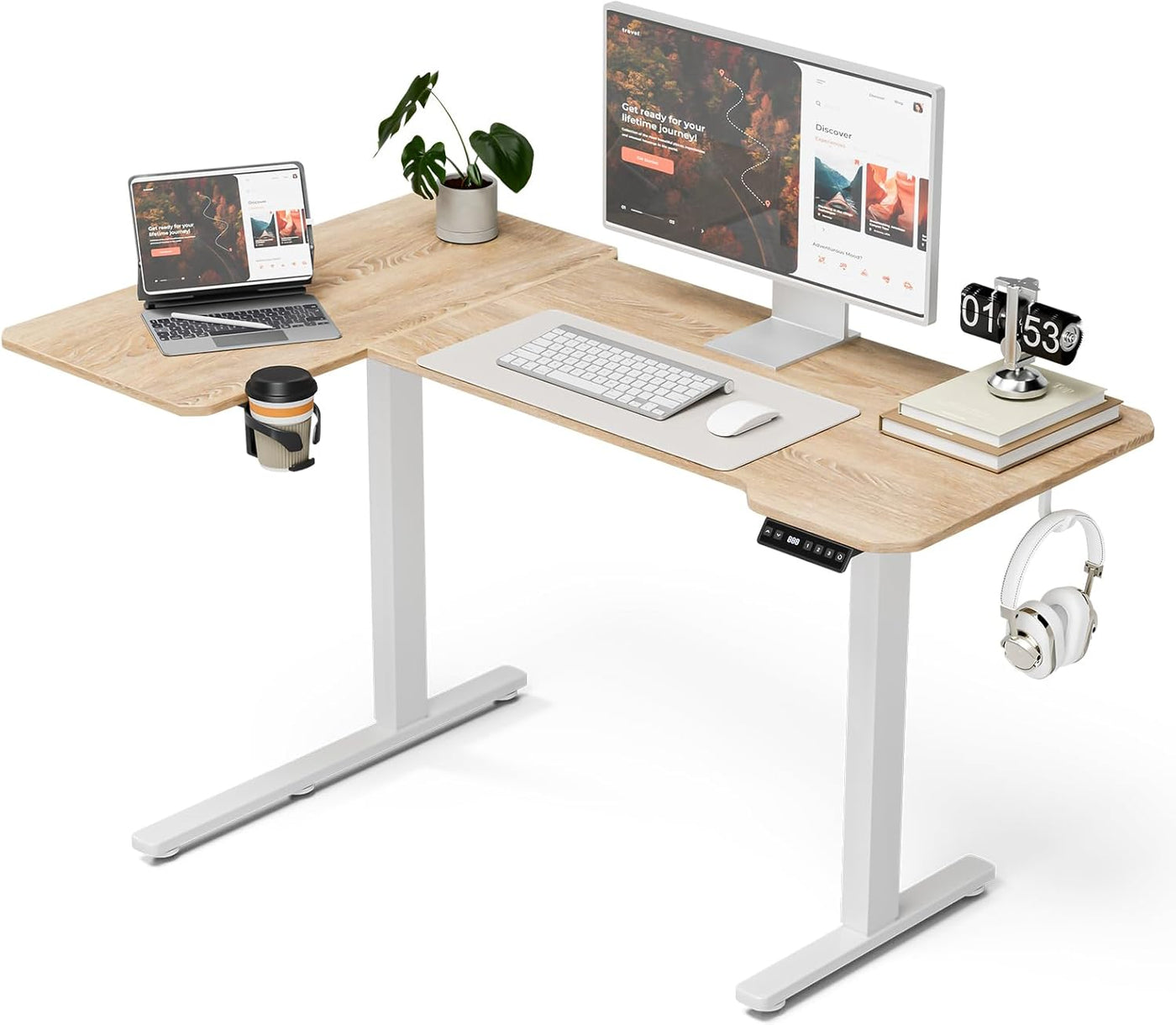 59" L-Shaped Standing Desk – Adjustable Electric Desk