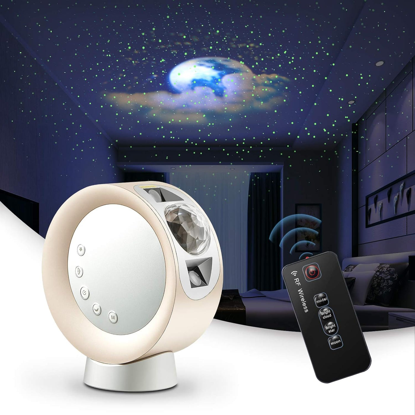 LED Sky Projector Light, Galaxy Lighting, Nebula Star Night Lamp with Base and Remote Control for Gaming Room, Home Theater, Bedroom , or Mood Ambiance (Gold)