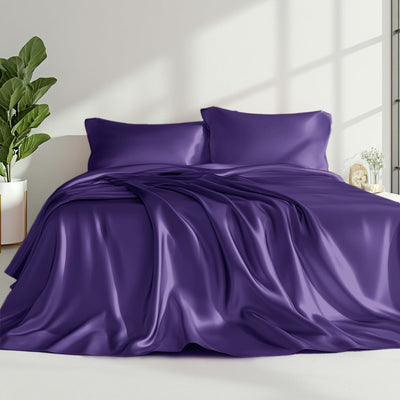 Queen Satin Sheet Set – 4 Pc Pink Silky Bedding
