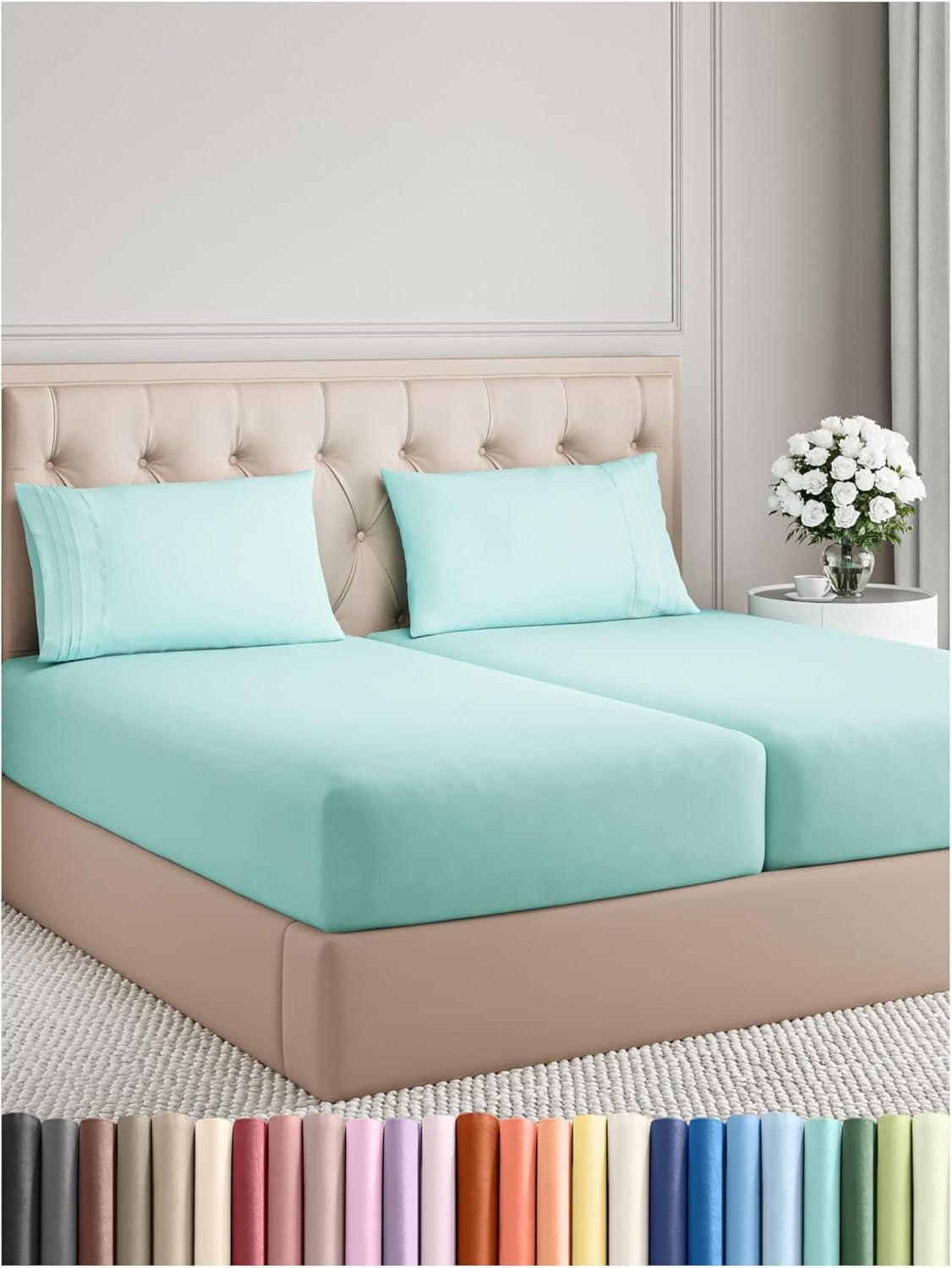 Queen 4-Pc White Sheet Set – Soft, Cooling, Luxury