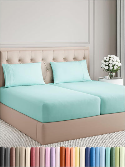Queen 4-Pc White Sheet Set – Soft, Cooling, Luxury