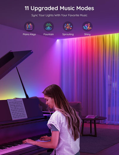 RGBIC LED Strip Lights 65.6ft – App Control, Music Sync, Segmented Colors (2 x 32.8ft)