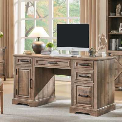 Off-White 58" Executive Desk – Farmhouse Office
