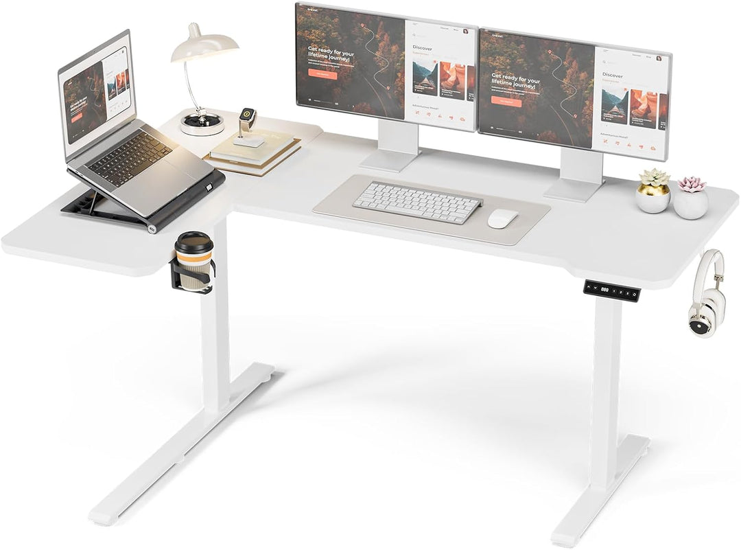 59" L-Shaped Standing Desk – Adjustable Electric Desk