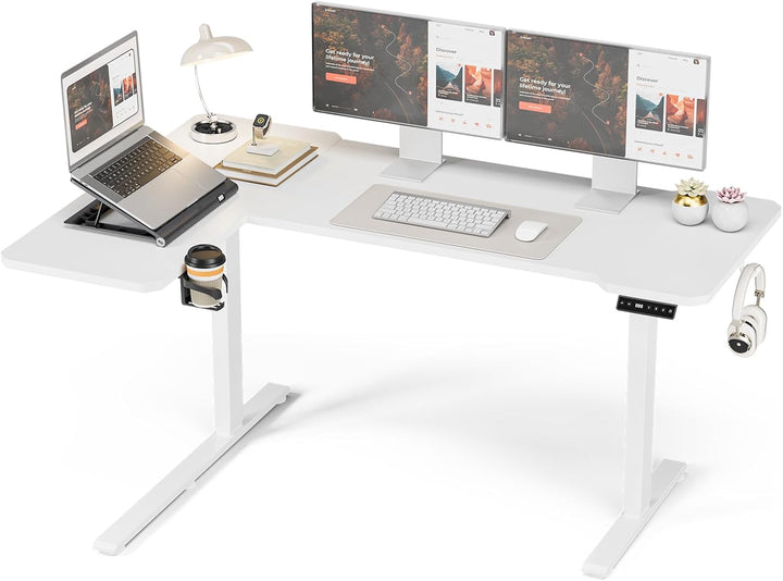 59" L-Shaped Standing Desk – Adjustable Electric Desk