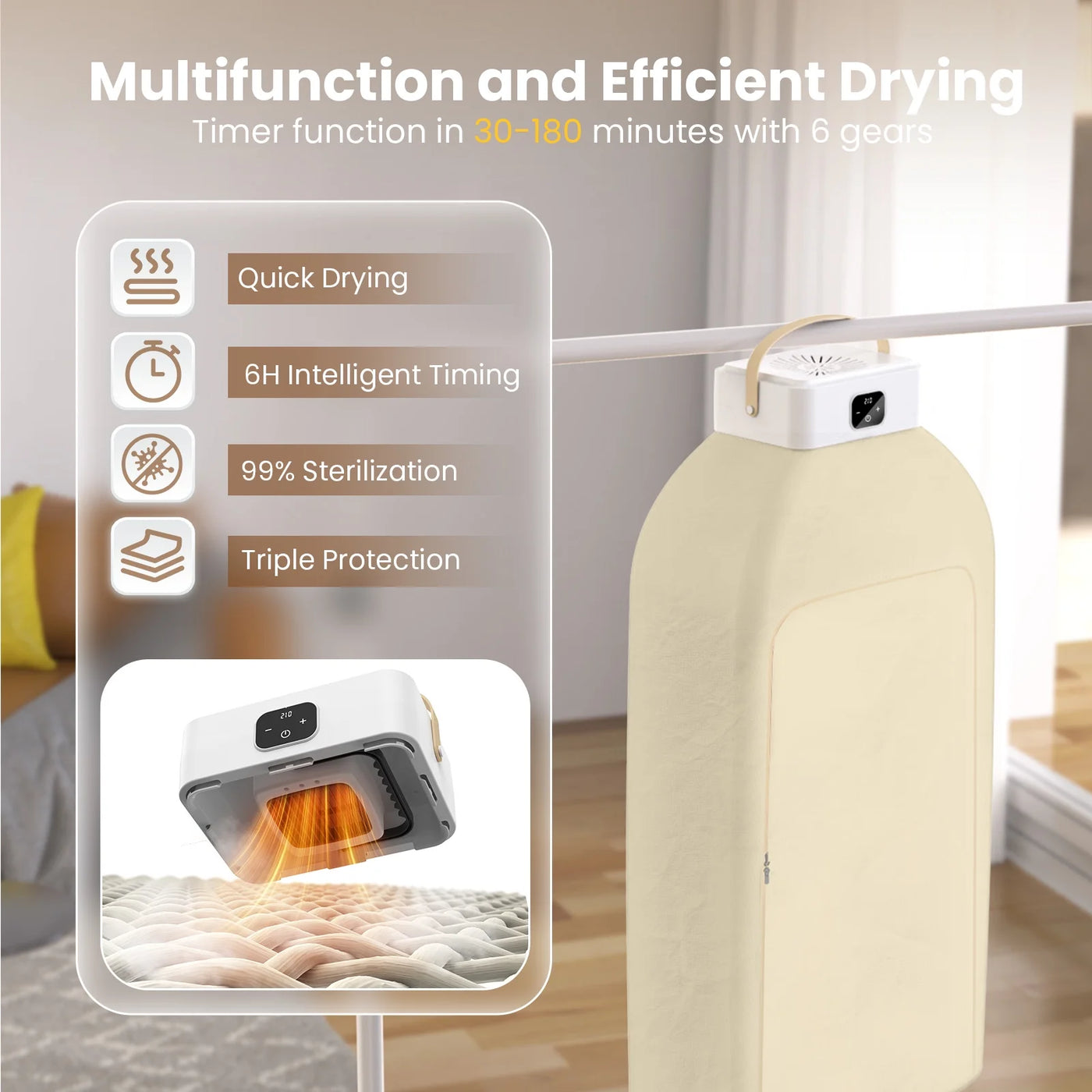 Portable Clothes Dryer, Foldable Electric Mini Drying Machine with Dry Bag and Remote Control