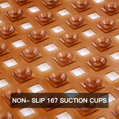 Brown Bath and Shower Safety Mat with Suction Cups(35X15.5 Inch) Non-Slip and Phthalate Latex Free, Machine Washable XL Size Bathroom Mats