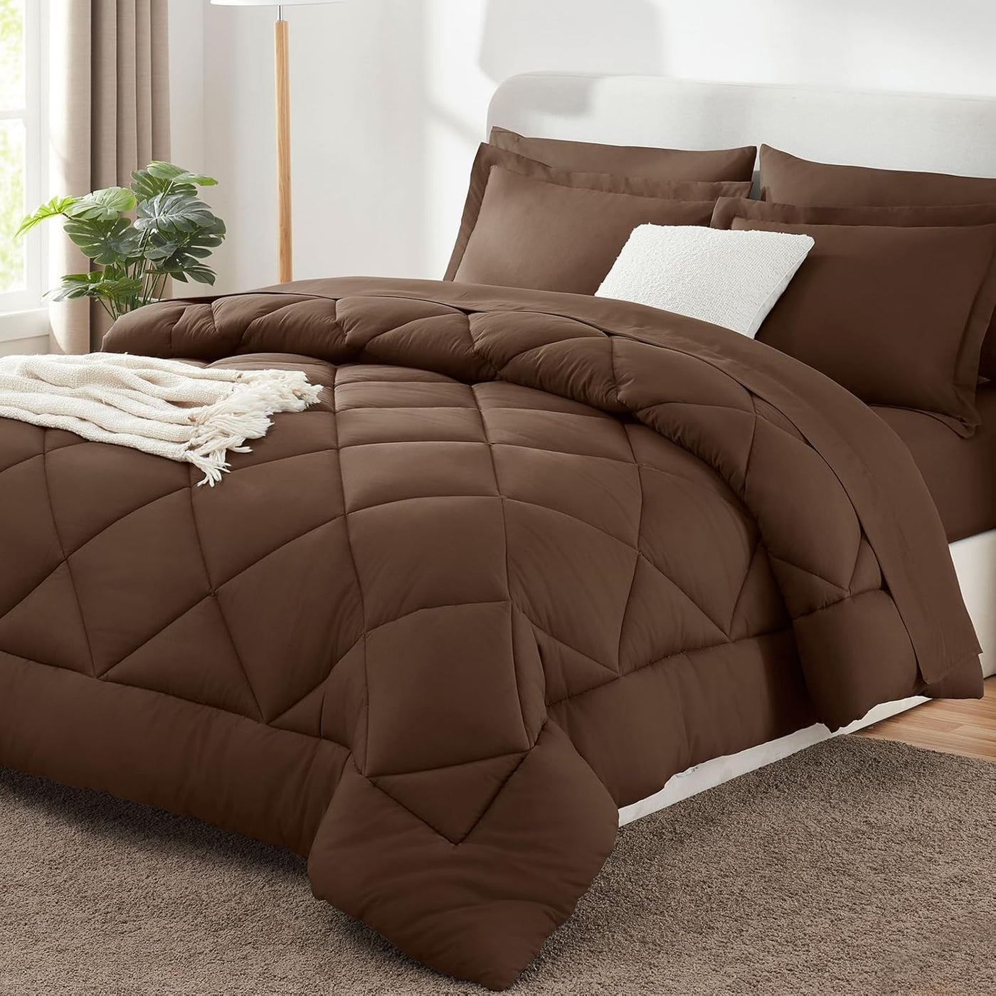 King Size Comforter Set – 7 Piece Dark Grey