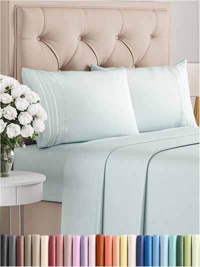 Queen 4-Pc White Sheet Set – Soft, Cooling, Luxury