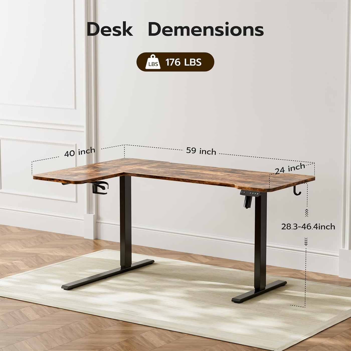 59" L-Shaped Standing Desk – Adjustable Electric Desk