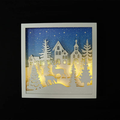 Wooden Christmas Tree Tabletop Decor, LED Wood Craft Christmas Trees Light 2AA Battery Powered 10 Inch for Xmas Home Decorations(Indoor)