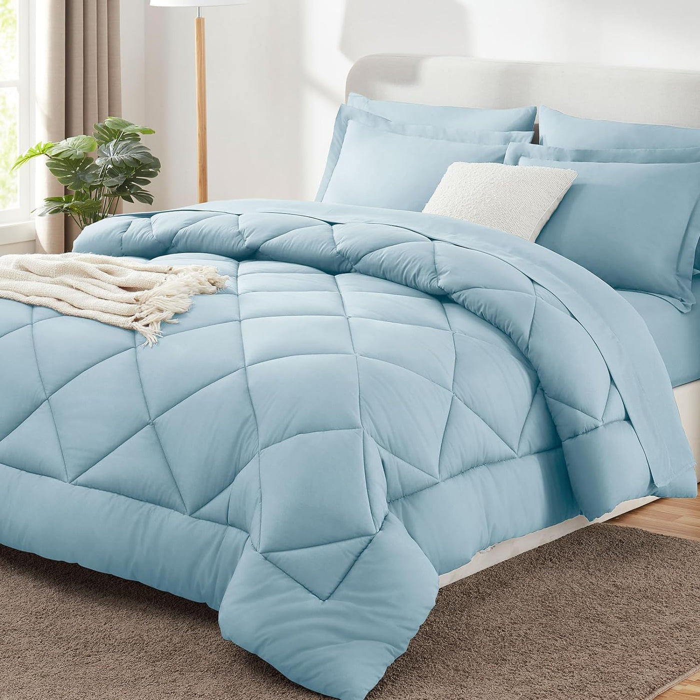 King Size Comforter Set – 7 Piece Dark Grey