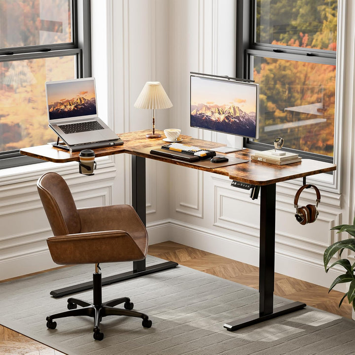 59" L-Shaped Standing Desk – Adjustable Electric Desk