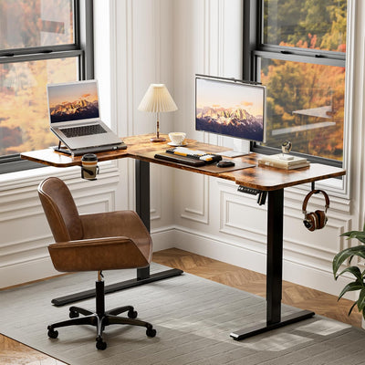59" L-Shaped Standing Desk – Adjustable Electric Desk