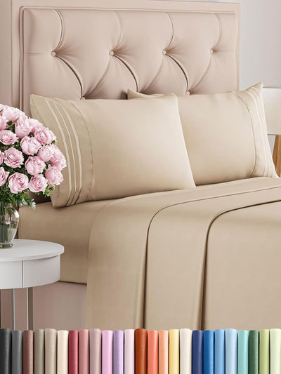 Queen 4-Pc White Sheet Set – Soft, Cooling, Luxury