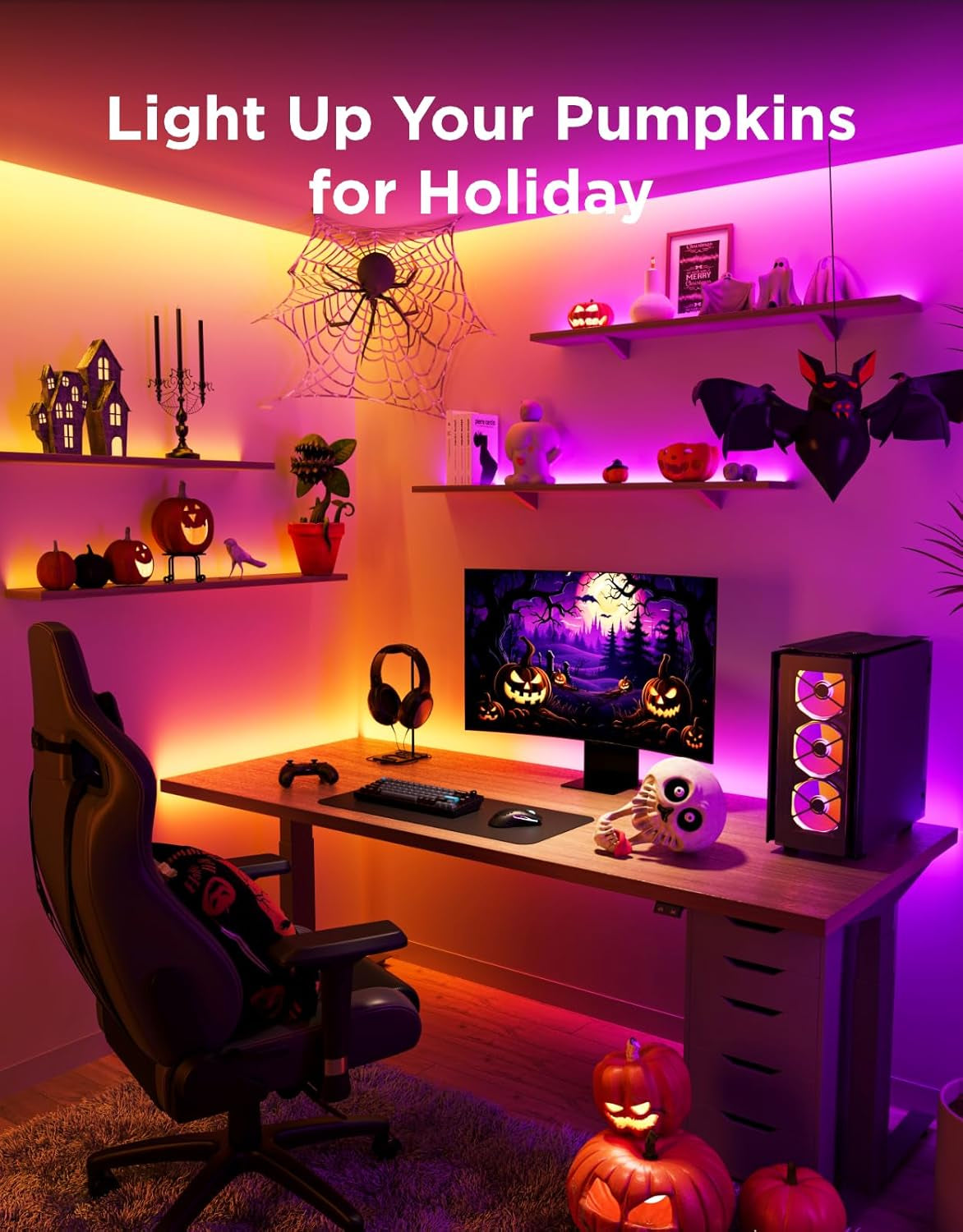 RGBIC LED Strip Lights 65.6ft – App Control, Music Sync, Segmented Colors (2 x 32.8ft)