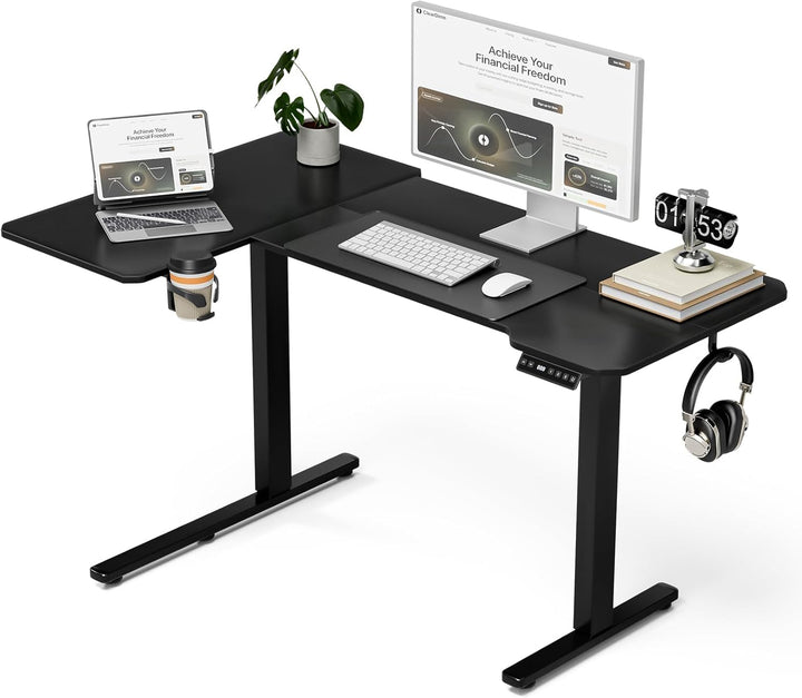 59" L-Shaped Standing Desk – Adjustable Electric Desk