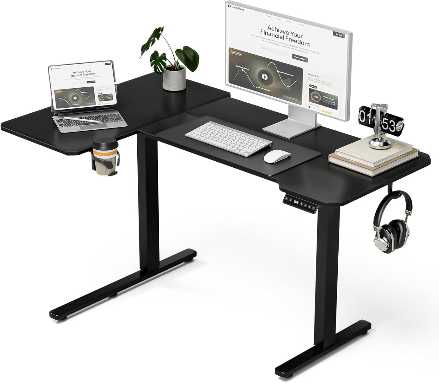59" L-Shaped Standing Desk – Adjustable Electric Desk